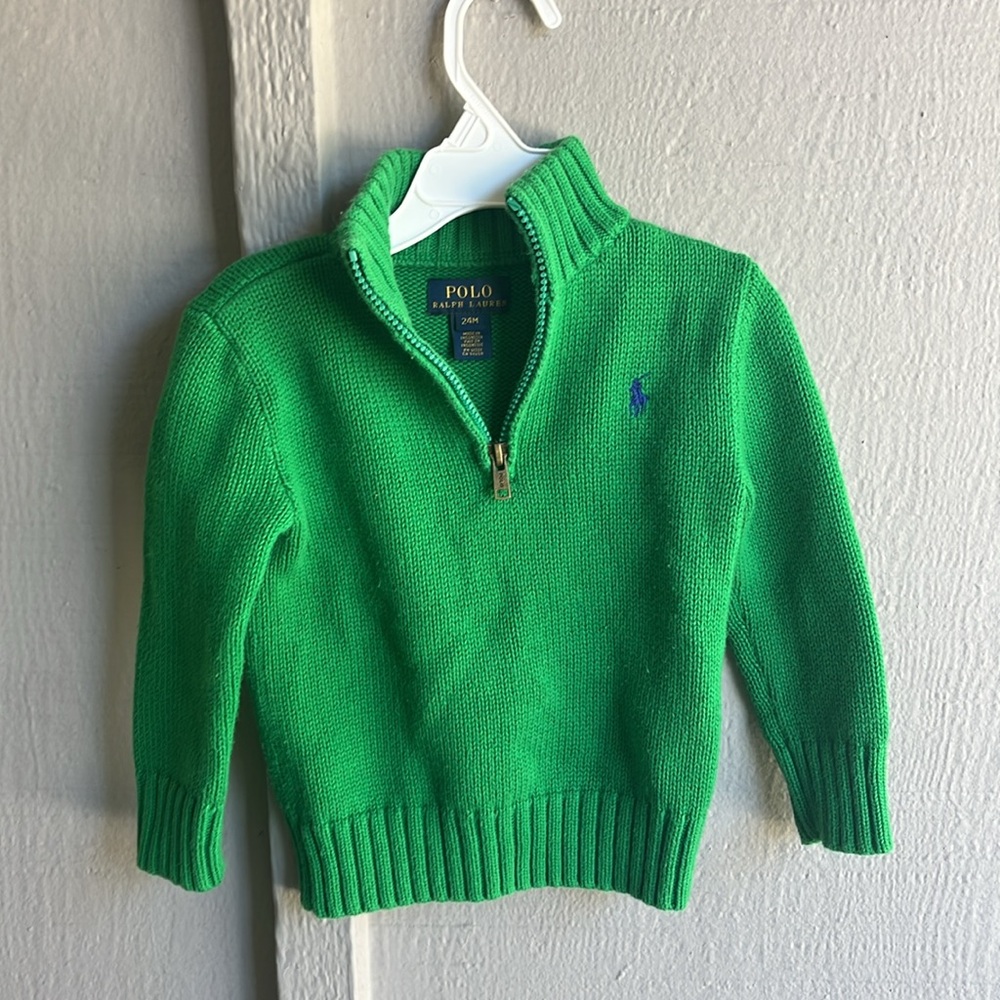Children’s Ralph Lauren Green 3/4 zip sweater